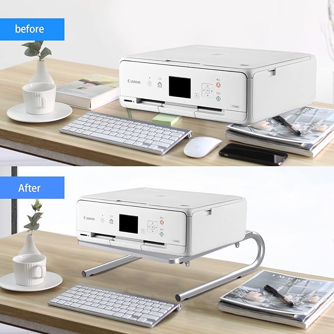 suptek Monitor Stand Riser,Computer Monitor Laptop Stand Riser for Desk,Vented Metal Platform Monitor Stand,4 inches Height Underneath Storage for Office,School Supplies(MST004S)