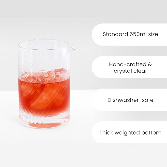 A Bar Above Diamond Deco Cocktail Mixing Glass, Thick, Sturdy Beaker, to Mix and Stir Cocktails, Drink Mixer Glass for Bar Mixing Set, Basic, Professional, or Home Bar Accessories