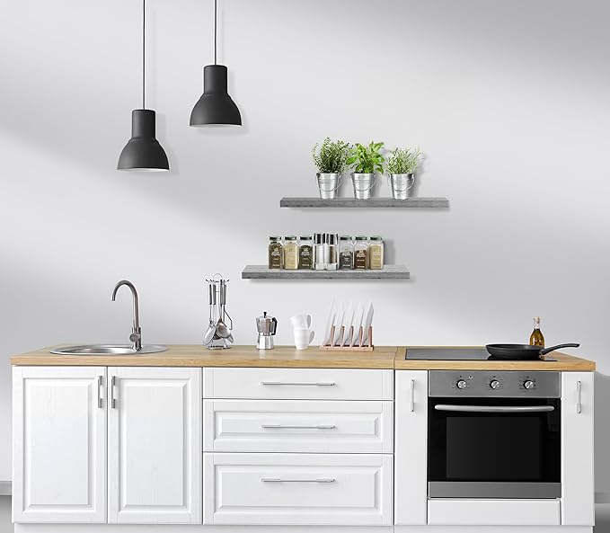 Sorbus Floating Shelves for Wall - 24" Bathroom Shelves, Wall Decor for Bedroom, Kitchen, Living Room, Home Decor & Book Storage - Mounted Floating Shelf with Invisible Brackets (Gray, 2 Pack)