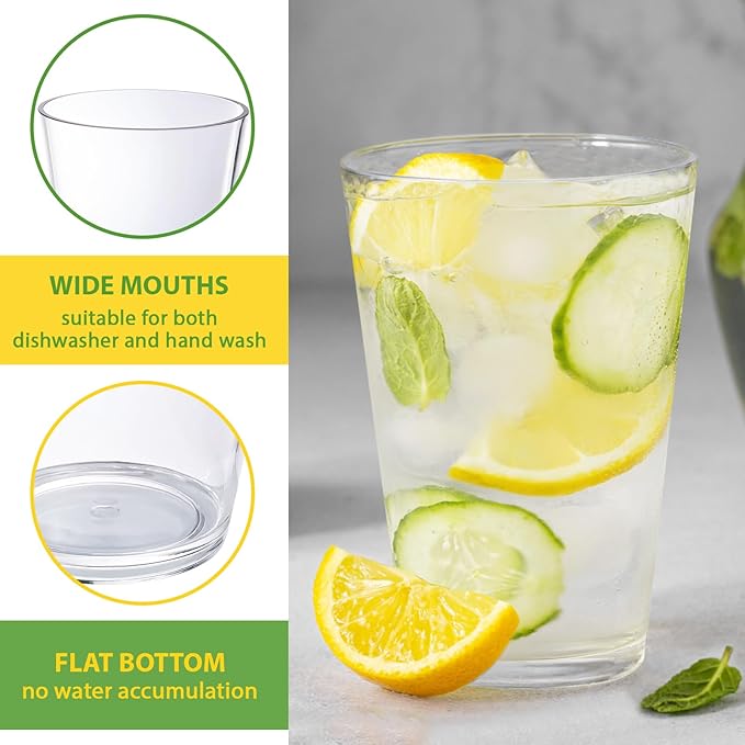 32 OZ Large Plastic Cups Reusable，Shatterproof Drinking Glasses, Stackable Glasses Drinking Set, Plastic Cups for Kitchen,Poolside,Party, House,BPA-Free,Dishwasher Safe,Sets of 6