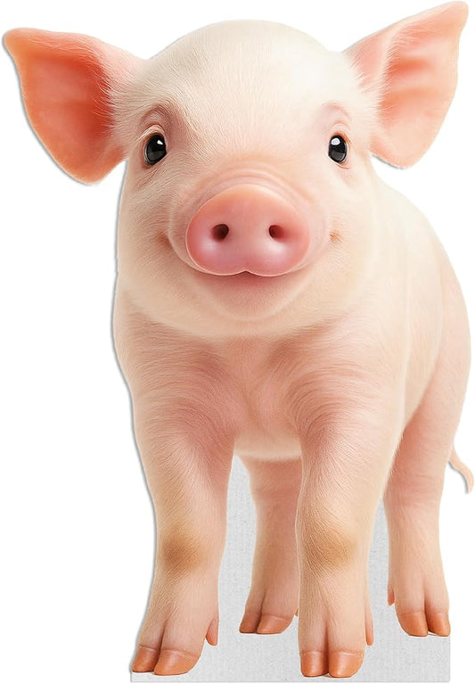 Piggy Life Size Standee - 3FT Freestanding Coroplast Cutouts | Farm Animal Standup Photo Booths, Birthday & Halloween Decorations