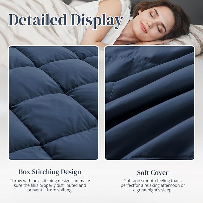 Peace nest Down Throw Blankets for Couch 50x70 Down Blanket for Indoor and Outdoor Throw Blanket use Soft Lightweight Throw Blanket Navy