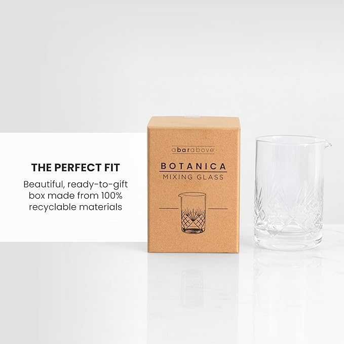 A Bar Above Botanica Cocktail Mixing Glass, Thick, Sturdy Glass Beaker, to Mix and Stir Cocktails, Drink Mixer for Bar Mixing Set, Basic, Professional, or Home Bar Accessories, 18oz