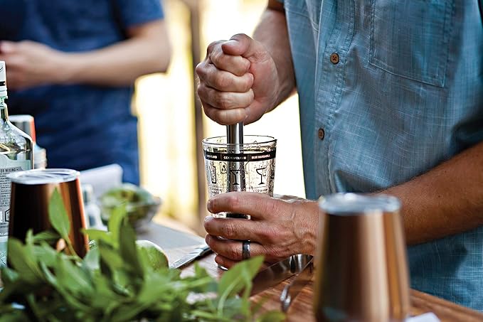 Outset Professional Cocktail Muddler, Stainless Steel With Silicone Tip, 8"