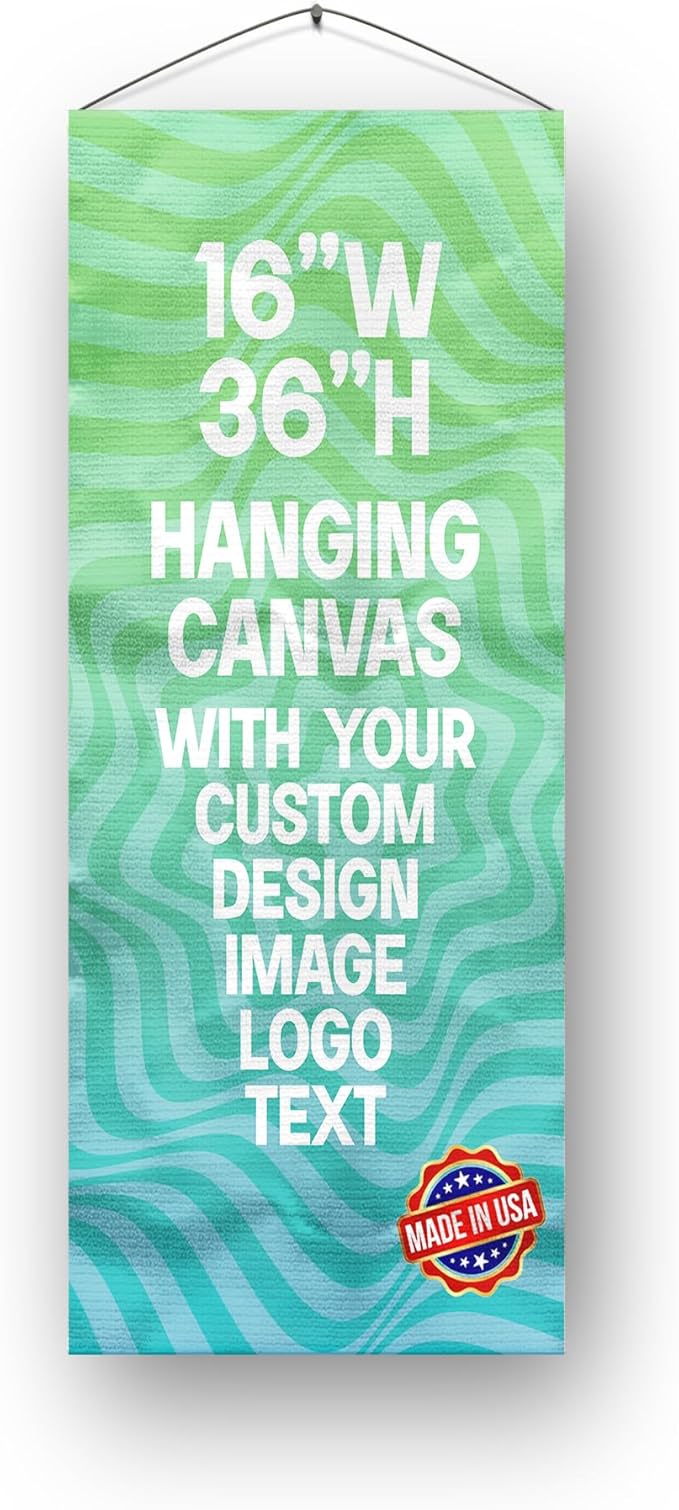 Custom Hanging Canvas Wall Art (16”x35”) by BCB Print | Personalized Picture Banner | Ready to Hang Vertical Home Decor | HD Print Bedroom & Living Room Wall Art | Express Dispatch/Ship | Made in USA