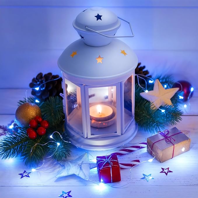 Lakumu 6 Pack Fairy Lights Battery Operated -7FT 20LED String Lights Silver Wire Firefly Starry Lights for DIY Christmas Decorations Mason Jar Wedding Party Centerpiece Table Decor, Blue