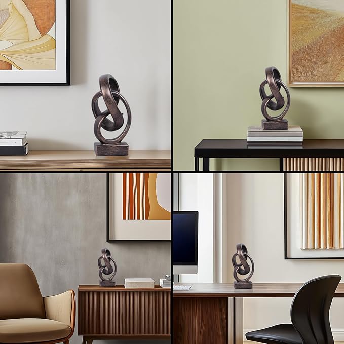 Abstract Bronze Rope Knot Statue, Geometric Decor, Living Room Coffee Table Bookshelf countertop Bronze Decor, Office Coffee Table entryway entryway Desktop Decor.