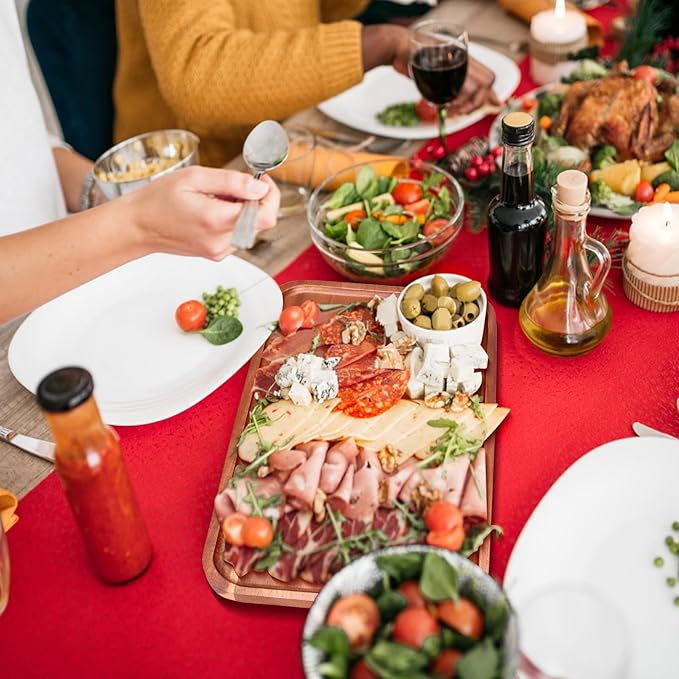 Medium Wooden Serving Trays for Party Long Charcuterie Boards Rectangle Acacia Wood Platter Fruit Dessert Tray for Food Dish Snack Cookie Appetizer Plates Cheese Board Kitchen Dinner Platters