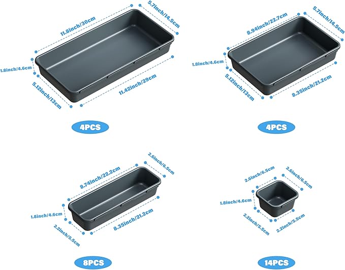 Gonice 30 PCS Black Interlocking Desk Organizer, Plastic Drawer Organizer Tray, Drawer Separator Tray for Office,Bathroom,Kitchen