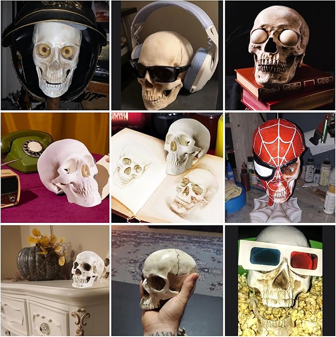 2-Pack Mini Skulls Décor, Human Skull Model Anatomy Skull Model for Studying,Tiny Resin Skulls, Drawing Model Skull Figurine, Small Skull Head for Students,Art Gift