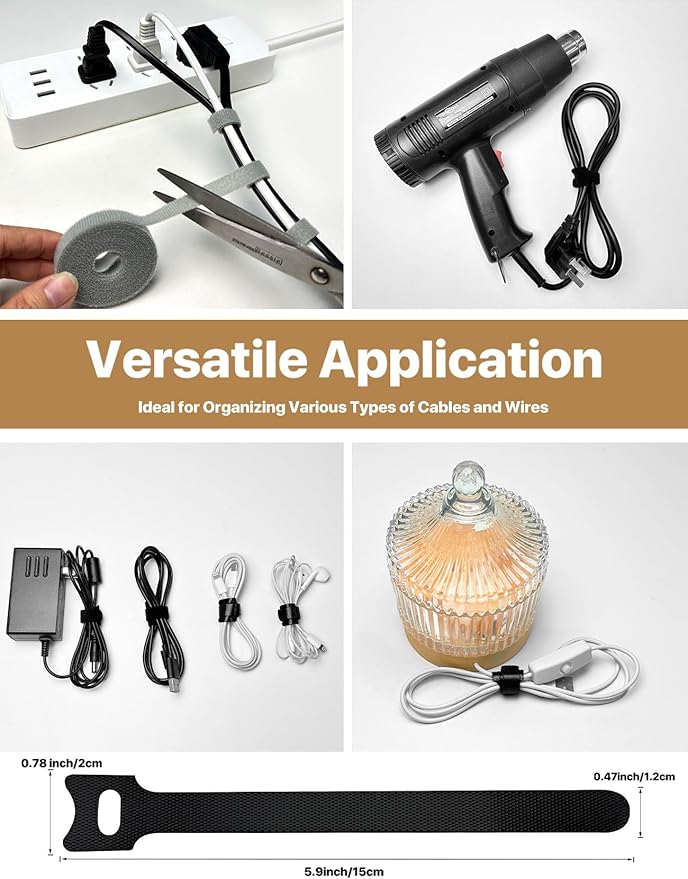 8 Pack Magnetic Cable Clips，Premium Cord Holder for Nightstand，Cord Organizer for Desk，20 Pack Plus 1 Roll of Cable Ties Reusable for Bundling for Desk, Nightstand,Car, Kitchen, Home, Office