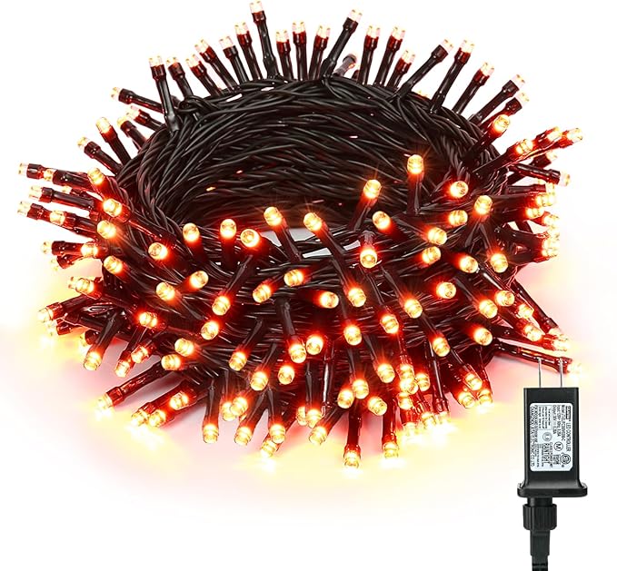 BrizLabs Halloween Orange Lights, 78.74ft 240 LED Orange String Lights, Connectable Mini Lights, 8 Modes Plug-in LED String Lights Waterproof for Outside Xmas Tree Decor