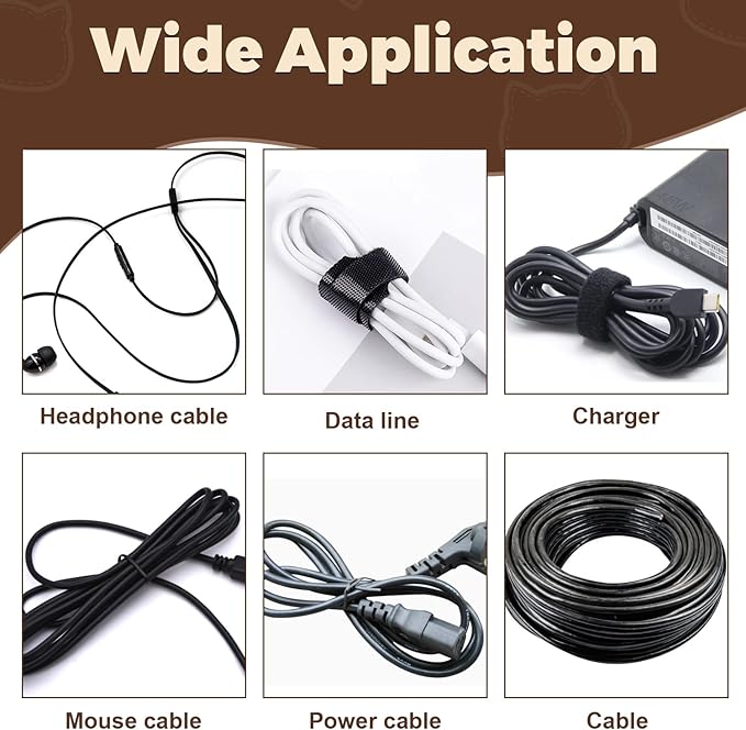 FOURGUN Reusable Cable Ties 100 Pack 8 In Heavy Duty Adjustable Hook Loop Cord Straps Multi-Purpose Wire Organizer Cable Management Ideal for Home Office Data Centers Indoor/Outdoor Wire Bundling