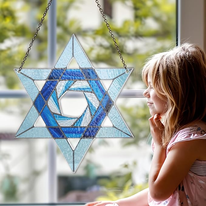 Hanukkah Suncatchers for Windows - Star of David Ornament, Personalized Hanukkah Ornaments, Jewish Star Acrylic Window Suncatchers, Jewish Christmas Ornaments