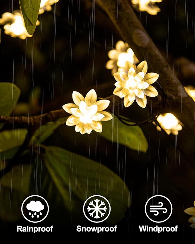 59 Ft 100 LED Flower Fairy Lights with Remote Timer, Plug in Connectable Twinkle Lights with Soft Flowers for Bedroom Wedding Dorm Indoor Outdoor Decor, Warm White