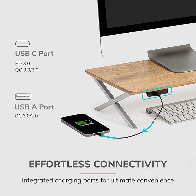 Anji Mountain Monitor Stand - Desktop Organizer & Laptop Riser, Ergonomic Monitor Riser, Space-Saving Monitor Stand for Desk, Durable Construction, Easy Assembly, Ideal for Home & Office,Natural