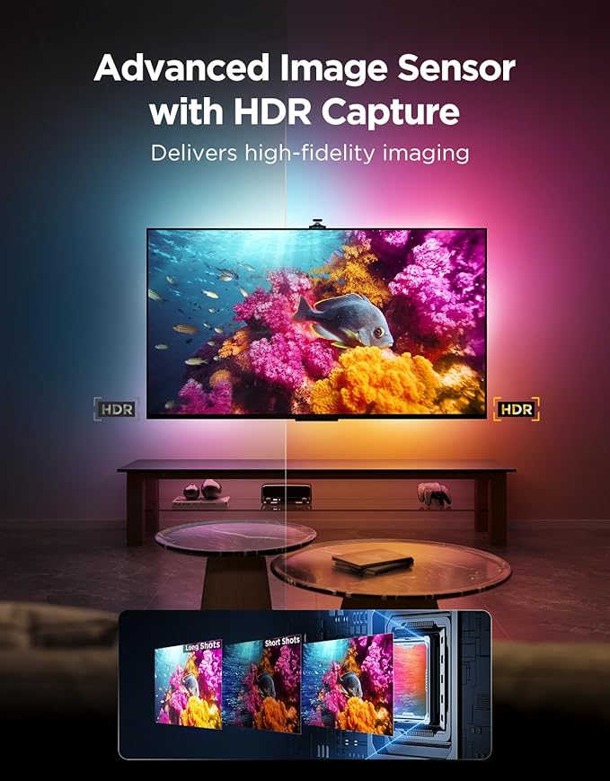 Govee TV Backlight 3 Pro with HDR Triple Camera, 11.8ft 5-in-1 RGBWWIC LED Strip Lights That Change with 55-65 Inch TVs, 75LEDs/m, Supports AI Filter, Smart App and Vioce Control, DreamView Sync