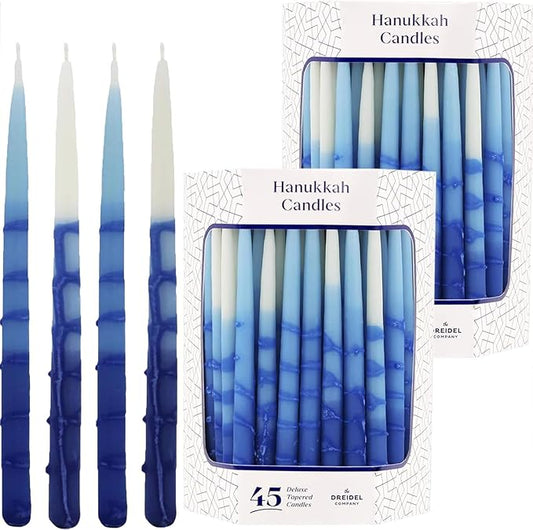 Dripless Deluxe Tapered Pastel Blue and White Hanukkah Menorah Candles for All 8 Nights of Chanuka (10-Pack)