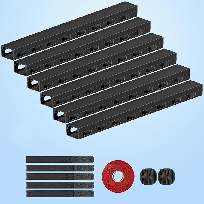 6X15.4 Inch Cable Raceway,Open Slot Cable Management Under Desk Kit with Upgraded Big Hole,Wire Cover and Desk Cable Organizer for Home & Office,Cord Hider Management