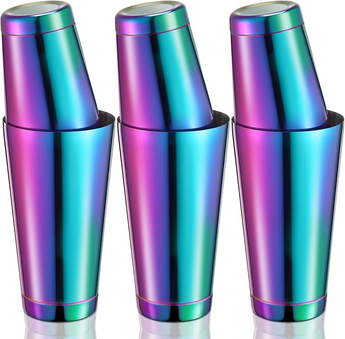 Sabary 6 Pcs Cocktail Shakers Professional Bar Shaker Boston Set Stainless Steel Martini Drink Mixer Basic Tool Weighted Shake Metal Can Cocktail Shaker Set, 18 Oz, 28 oz (Colorful)