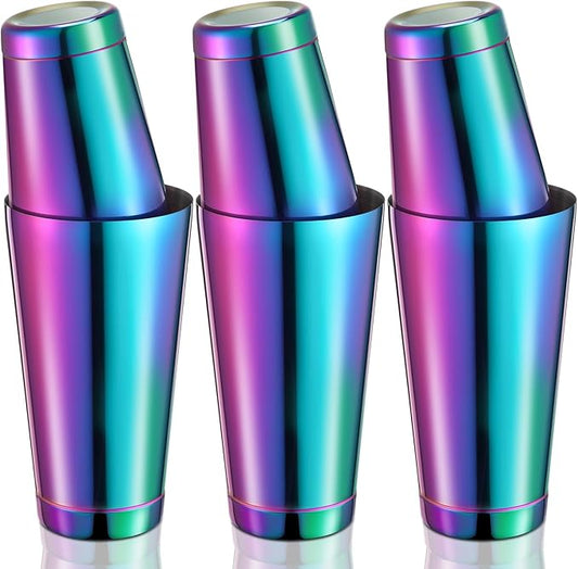 Sabary 6 Pcs Cocktail Shakers Professional Bar Shaker Boston Set Stainless Steel Martini Drink Mixer Basic Tool Weighted Shake Metal Can Cocktail Shaker Set, 18 Oz, 28 oz (Colorful)