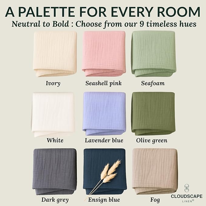 Cloud Scape Linen 100% 8 Layer Cotton Muslin Blanket King Size for Adult, Lightweight & Breathable, All Season Oversized Blanket for Bed, fits California King, 92x108, Olive Green