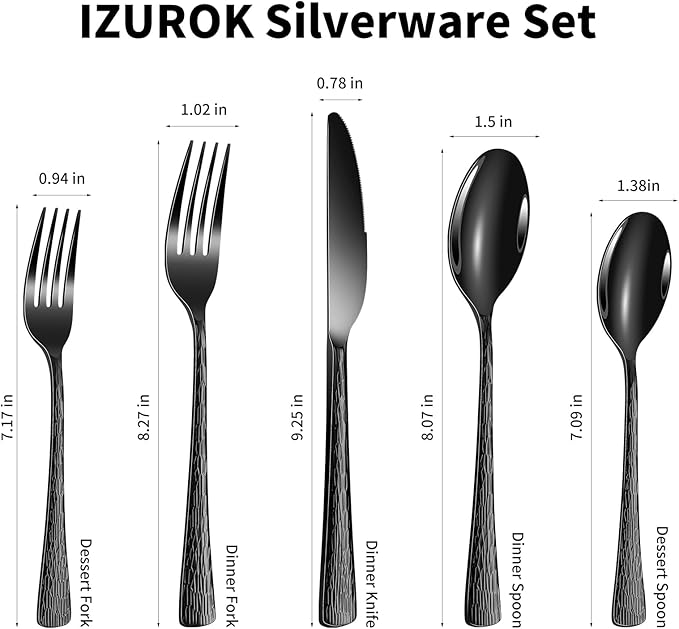 Silverware Set, 18/10 Stainless Steel 50 PieceFlatware Set for 10, Utensil Sets DishwasherSafe, Rust-Resistant, Modern Cutlery Set forHome, Wedding, Restaurant