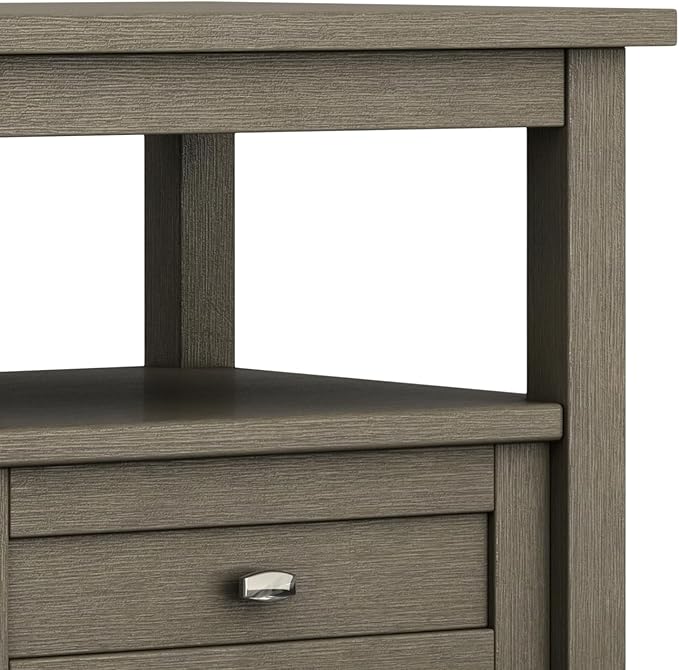 SIMPLIHOME Warm Shaker SOLID WOOD 20 inch Wide Rectangle Transitional End Side Table in Farmhouse Grey for the Living Room and Bedroom