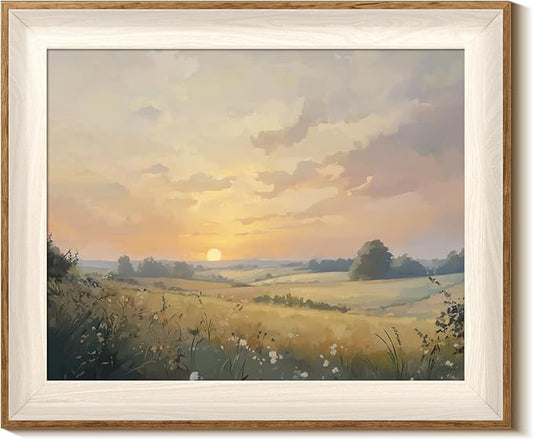 InSimSea Framed Wall Art Landscape Fall Print Shelf Decor Classic Vintage Meadow Wildflower Autumn Wall Picture Canvas Farmhouse Artwork for Bathroom Bedroom Decor Aesthetic 12L x 10W