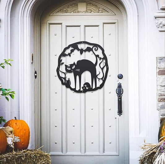 RealSteel Halloween Decoration, Indoor or Outdoor Wreath Front Door Sign, Wall Decor, Door Sign
