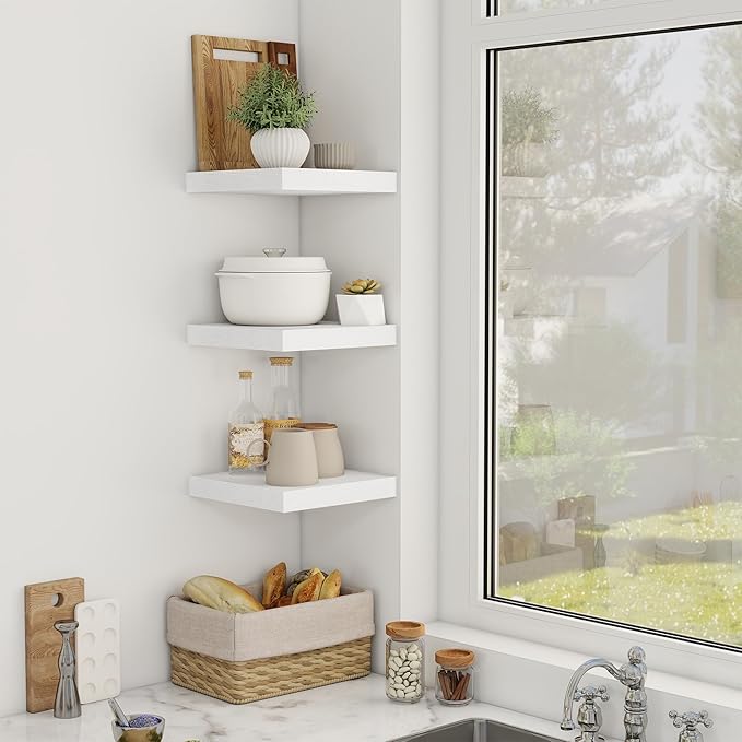 12 Inch Floating Shelves, 12" Deep Floating Shelf Wall Mounted, 12" Wall Shelves, Rustic Deep Bookshelf, Extra Deeper Display Shelves & Storage Shelves for Bedroom, Living Room, Set of 3