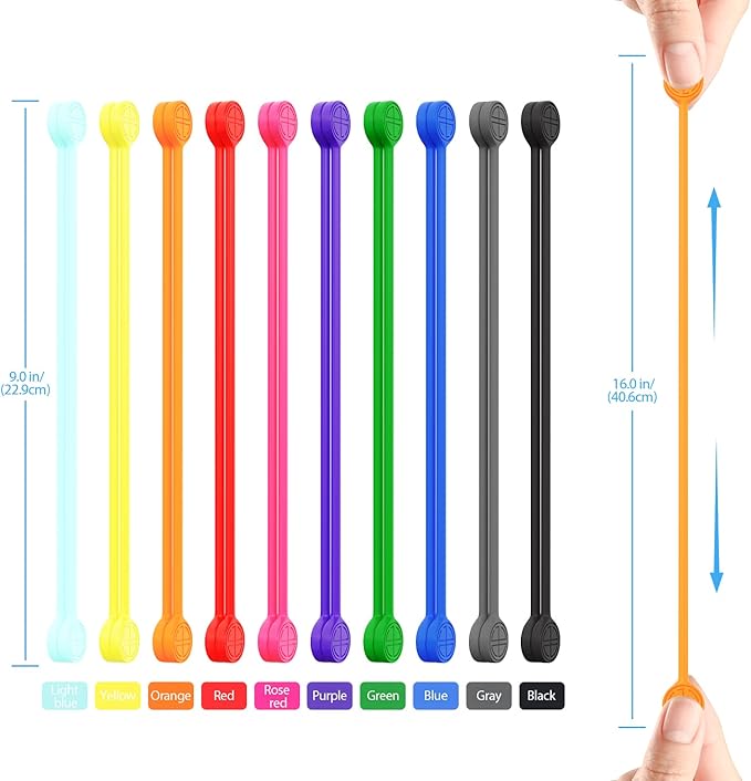 Magnetic Cable Ties, Silicone Reusable Magnetic Twist Ties for Cord Cable Organizer and Bundling, Can Be Use in Home Office School Outdoor (10 Colors-30 Pack)