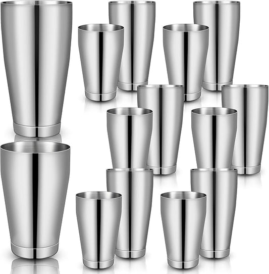 Sabary 12 Pcs Cocktail Shakers Professional Bar Shaker Boston Set Stainless Steel Martini Drink Mixer Basic Tool Weighted Shake Metal Can Cocktail Shaker Set, 18 Oz, 28 oz (Silver)