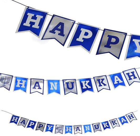 The Dreidel Company Happy Hanukkah Banner for Chanukah Decorations - 5 Feet in Length