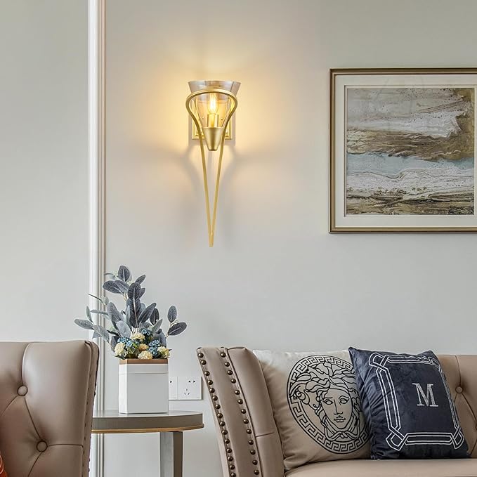 Modern Gold Wall Sconce E12 Torch Decorative Wall Lights Industrial Wall Lights for Bedroom Bathroom Living Room Hallway