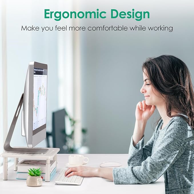 Monitor Stand Riser, 3 Height Adjustable Monitor Stand with Pen Holder, Dual Monitor Riser Laptop Riser for Office, Home, School Supplies, 1 Pack, White