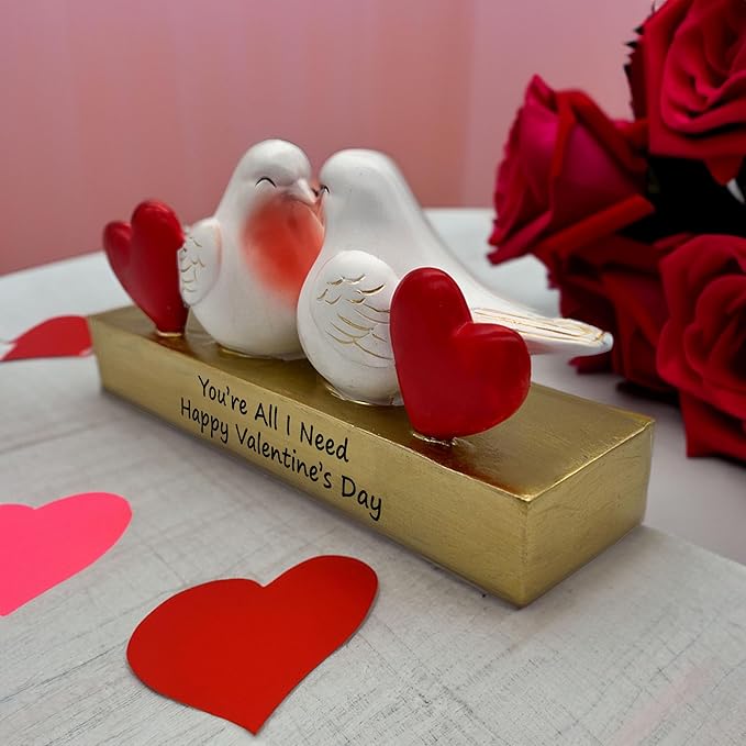 Love Birds Figurine Resin Art Decorative Statue for Home Decor, Valentine's Day Gift for Wife Girlfriend Husband - Romantic Valentine's Day Gift for Your Spouse - 2 Birds Love Decor