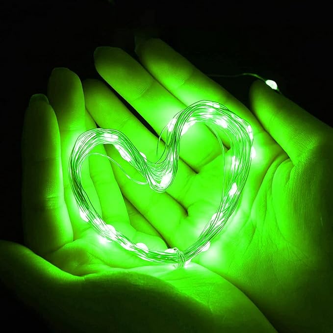 12 Pack Fairy Lights - Battery Operated 7 Ft Silver Wire 20 Led Waterproof Starry Moon Lights for Bedroom DIY Party Wedding Patio Christmas (Green)