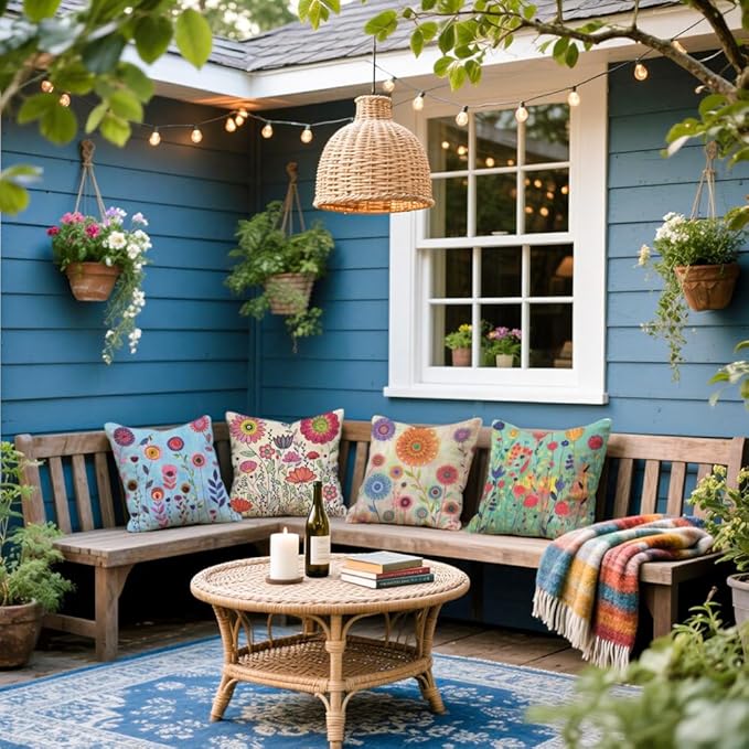 Cirzone Waterproof Outdoor Pillow Covers 18x18 Inch Set of 4 Summer Spring Floral Throw Pillow Covers Spring Outdoor Decor for Patio Furniture Garden Sofa