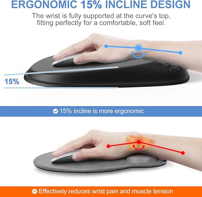 Mouse Pad with Wrist Rest, Comfortable Keyboard Wrist Rest, Memory Foam Wrist Rest for Computer Keyboard, Ergonomic Mouse Pad Set for Easy Typing & Pain Relief for Office Black