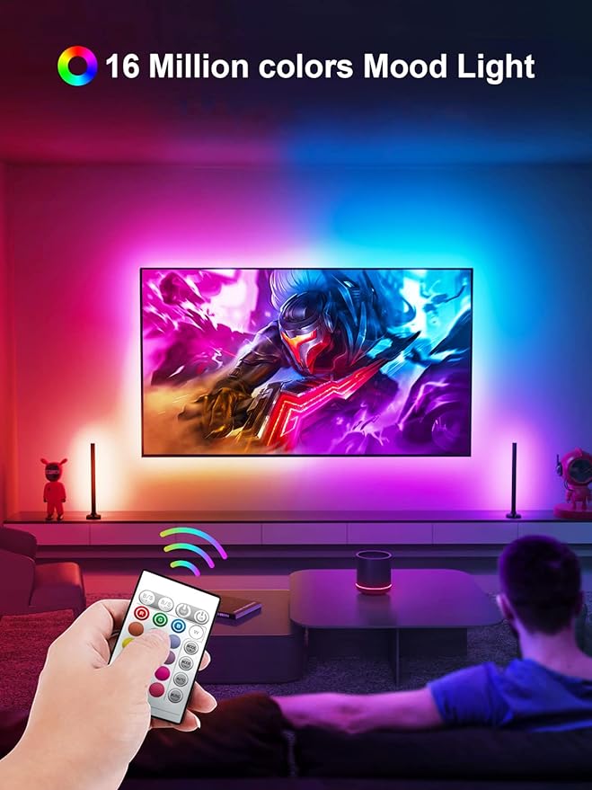 LED Lights for TV, 16.4ft LED Lights for 45-75 Inch TVs, RGB TV Backlight Behind, Music Sync Bluetooth APP & Remote Control Strip Lights USB Powered for Bedroom, Gaming, Home Décor