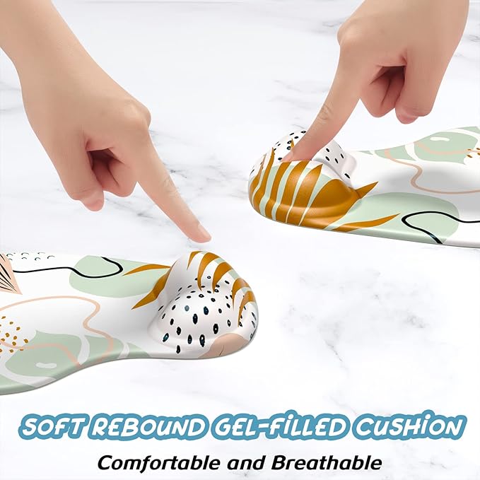 Hsurbtra Ergonomic Mouse Pad with Wrist Rest Support, Gel Mouse Pads with Non-Slip PU Base, Pain Relief Memory Foam Computer Mat, Cute Office Supplies Desk Decro Accessories, Spot