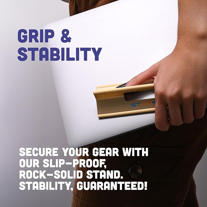 Steepy Portable Laptop Stand for Desk – Adjustable Height, & Portable Laptop Holder – Ergonomic Computer Stand for Cooling & Comfort – Slip-Proof, Sturdy Design – Universal Fit for 13-17 Inch Devices