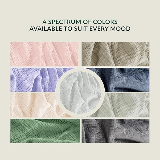 Cloud Scape Linen Extra Large 4 Layer Muslin Throw Blanket - 100% Cotton Gauze, Lightweight & Breathable All Season, Pre-Washed, for Couch & Bed, 50x70, Lavender Blue