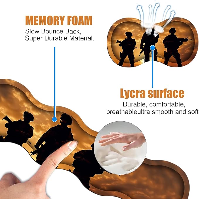 4 in 1 Ergonomic Keyboard Wrist Rest & Mouse Pad Wrist Rest Set, Large XXL Gaming Desk Mat 31.5"x 11.8" with Non-Slip Base, Memory Foam for Home Office Study Gaming, American Soldiers