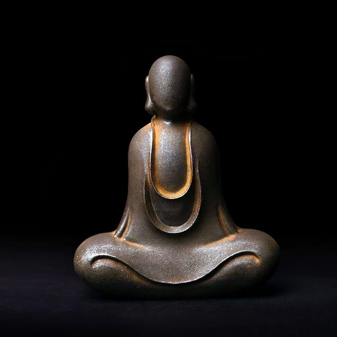 Faceless Buddha Statue - Solid Cast Iron Buddha Figurine, Indoor Outdoor Zen Decor for Spiritual Room Meditation