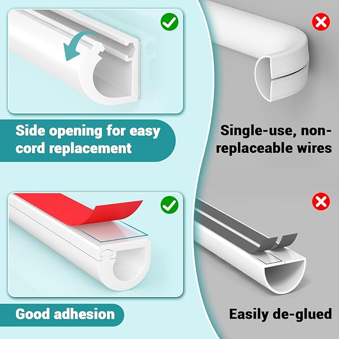 78 Inch Self-Adhesive TV Cable Hider, Home Audio Flexible Wire Cord Management, RG6 Coaxial Cable Raceways, HDMI Cable Cord Hider, White (2m)