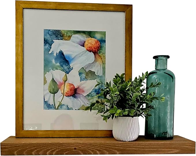 joelsantiques 24 Inch Wooden Floating Shelves for Wall - 24x10x2 in - Made of Natural Wood - Long Heavy Duty Rustic Wall Shelves for Bedroom - Perfect for Living Room, Kitchen - Medium Brown