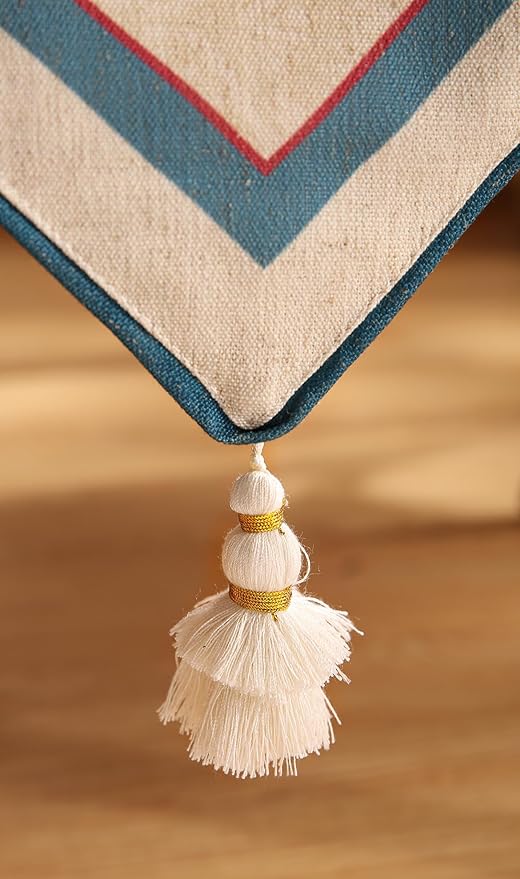 Vintage Blue Peacock Table Runner for Table,Decorative Linen 87 Inches Long Table Runners,Cheesecloth Decor Tabletop for Kitchen,Dining,Tea Party,Home,Christmas,12"*87"