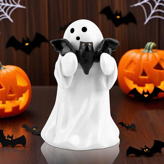 2025 Halloween Figurine Ghost, Ghosts Middles Fingers Figurine，Spooky Cute Halloween Decor，Haunted Porch & Indoor Home Statue，Coffee Table Centerpieces Shelf Mantel Display